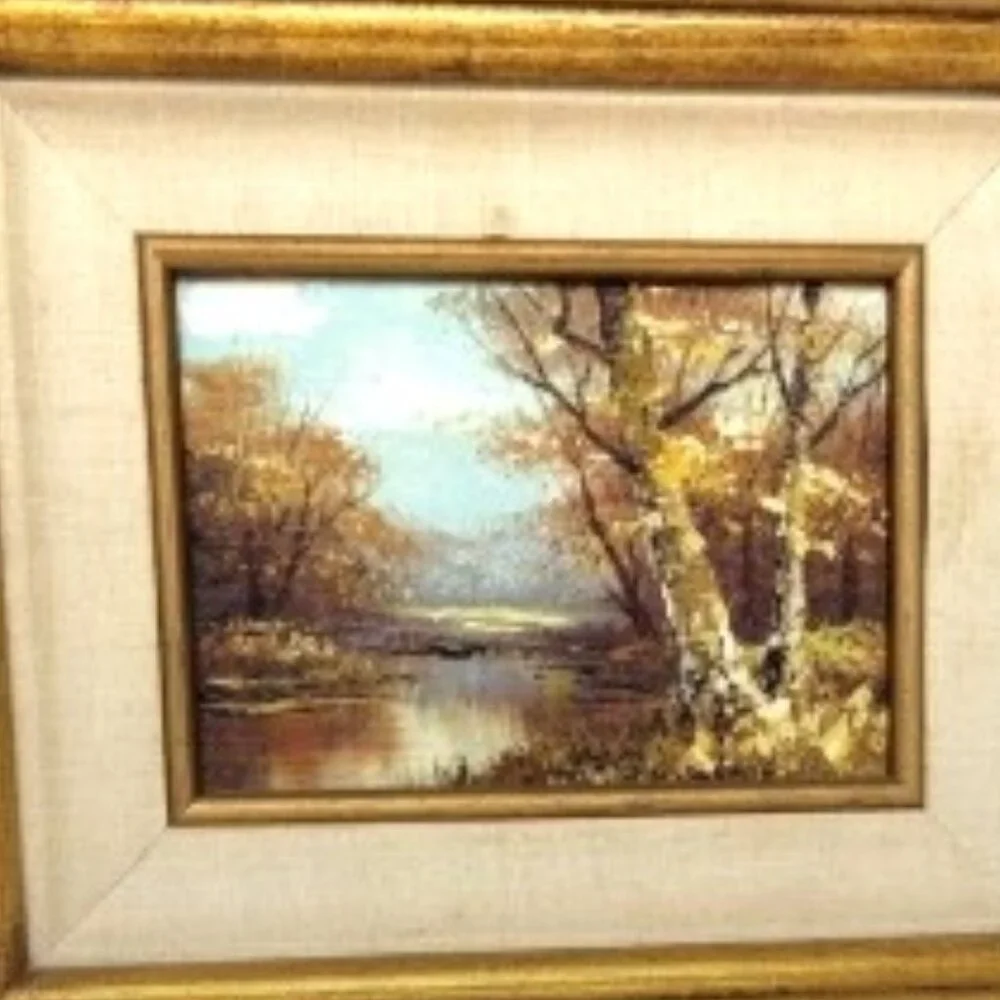 Original Oil on Canvas River Autumn Landscape Art Painting